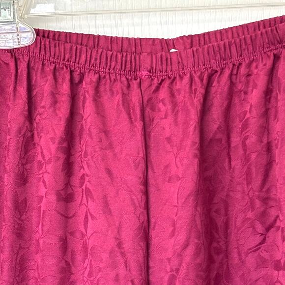 Miss Elaine Wms L Burgundy Jacquard 2 Pc Pajama Set Button Up Top Elegant - Picture 11 of 14